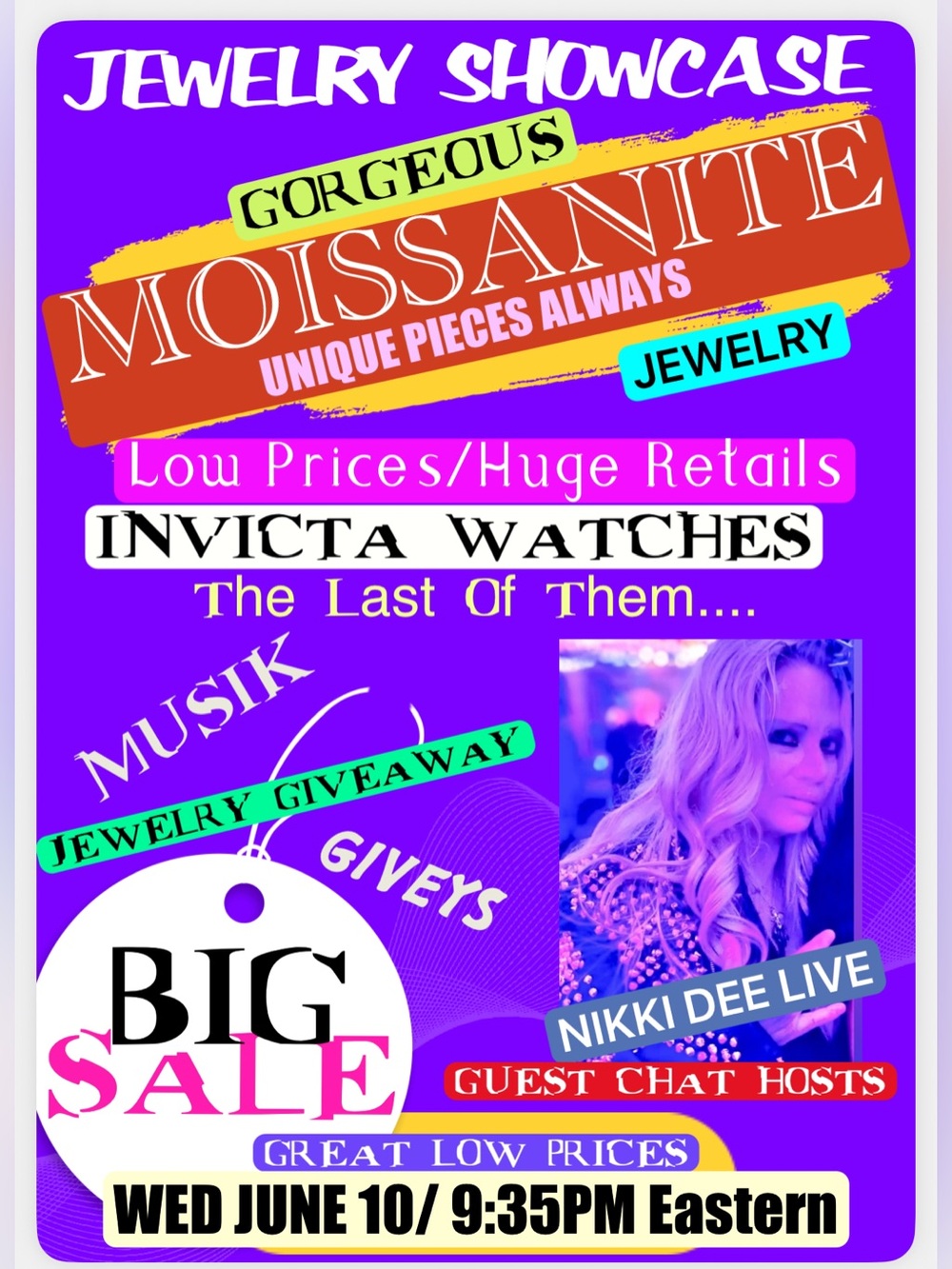 Moissanite jewelry showcase live party/ unique pieces/ lowest prices /giveys
